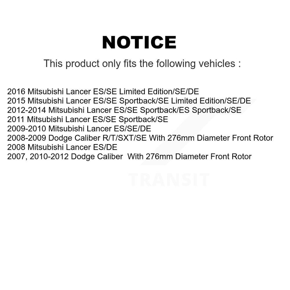 Front Rear Coated Drilled Slotted Disc Brake Rotors Kit For Dodge Caliber Mitsubishi Lancer KD-100247