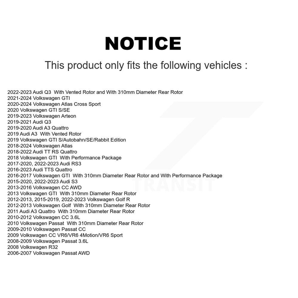 Rear Coated Drilled Slotted Disc Brake Rotors Pair For Volkswagen Atlas CC Passat GTI Audi Golf R S3 Q3 A3 TTS Quattro Arteon R32 RS3 TT RS Cross Sport KD-100413