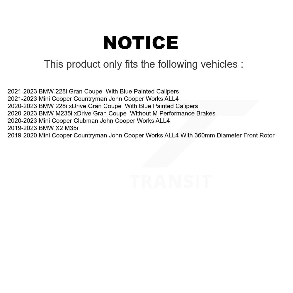 Front Drill Slot Brake Rotors Kit For Mini Cooper Countryman BMW X2 228i xDrive Gran Coupe KD-100641