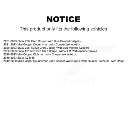 Front Drill Slot Brake Rotors Kit For Mini Cooper Countryman BMW X2 228i xDrive Gran Coupe KD-100641