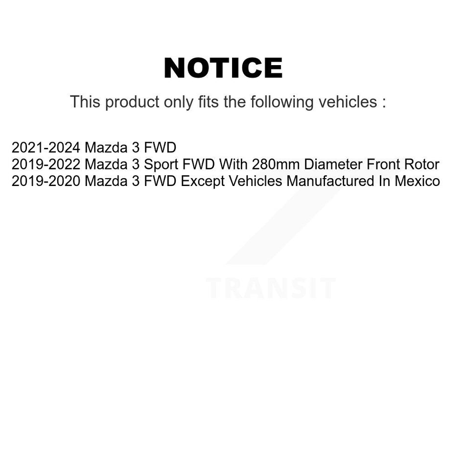 Front Rear Coated Drilled Slotted Disc Brake Rotors Kit For Mazda 3 Sport FWD KD-100679