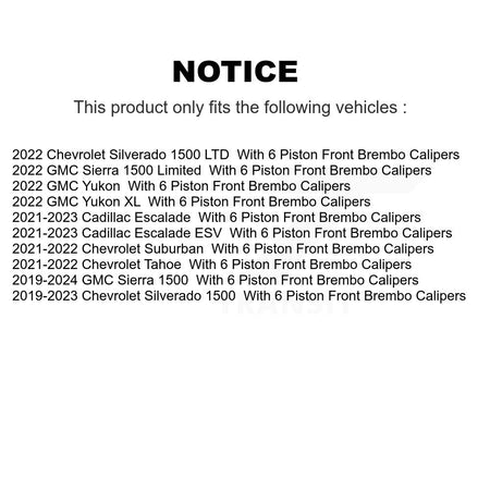 Front Drill Slot Brake Rotor Pair For GMC Sierra 1500 Chevrolet Silverado Tahoe Limited XL KD-100686