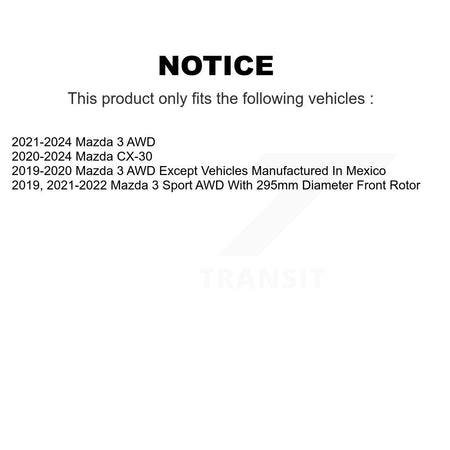 Front Coated Drilled Slotted Disc Brake Rotors Pair For Mazda 3 CX-30 Sport KD-100747