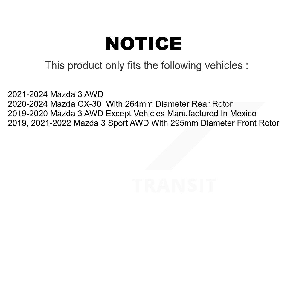 Front Rear Coated Drilled Slotted Disc Brake Rotors Kit For Mazda 3 CX-30 Sport KD-100786