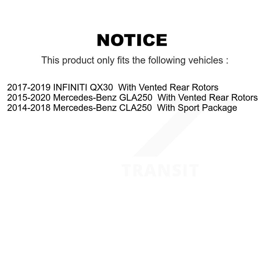 Rear Coated Drill Slot Disc Brake Rotor Pair For Mercedes-Benz GLA250 CLA250 INFINITI QX30 KD-100882