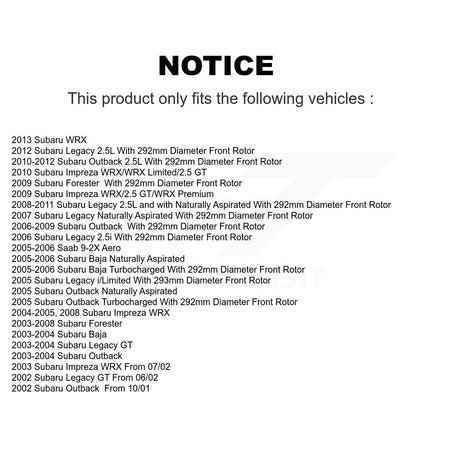 Front Drilled Slot Brake Rotor Ceramic Pad Kit For Subaru Outback Impreza Forester Legacy KDA-100140
