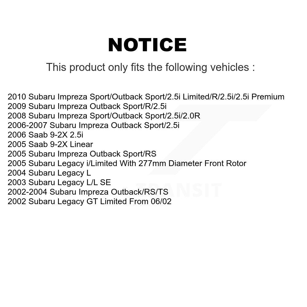 Front Drilled Slot Disc Brake Rotor & Ceramic Pad Kit For Subaru Impreza Legacy Saab 9-2X KDA-100146