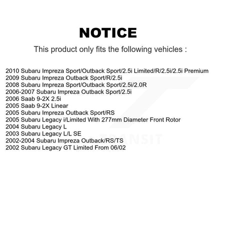 Front Drilled Slot Disc Brake Rotor & Ceramic Pad Kit For Subaru Impreza Legacy Saab 9-2X KDA-100146