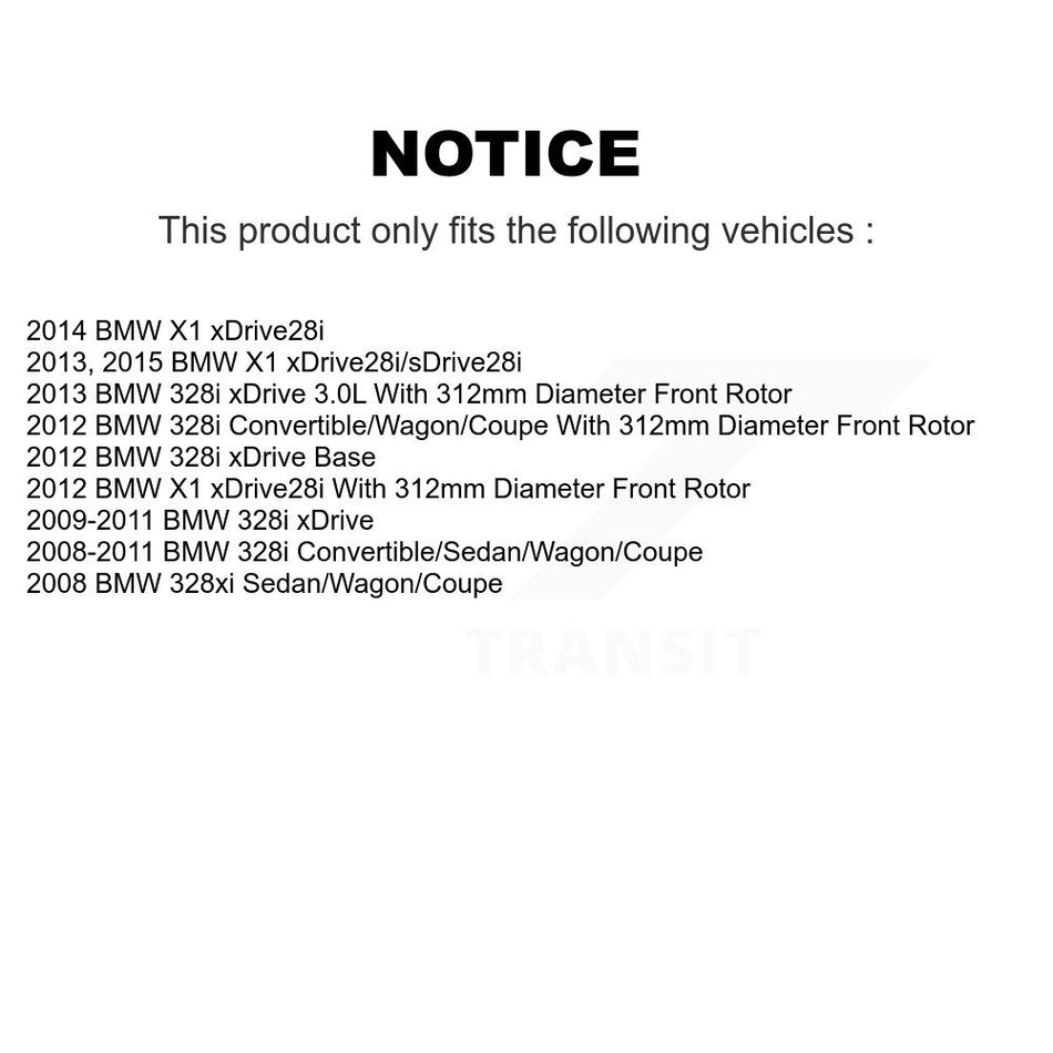 Front Coat Drill Slot Disc Brake Rotor Semi-Metallic Pad Kit For BMW 328i xDrive X1 328xi KDA-100150