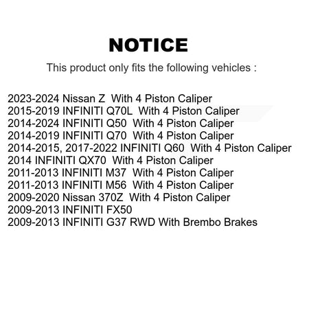 Front Drilled Slot Brake Rotor Ceramic Pad Kit For INFINITI Q50 G37 Nissan 370Z Q60 M37 Z KDA-100155