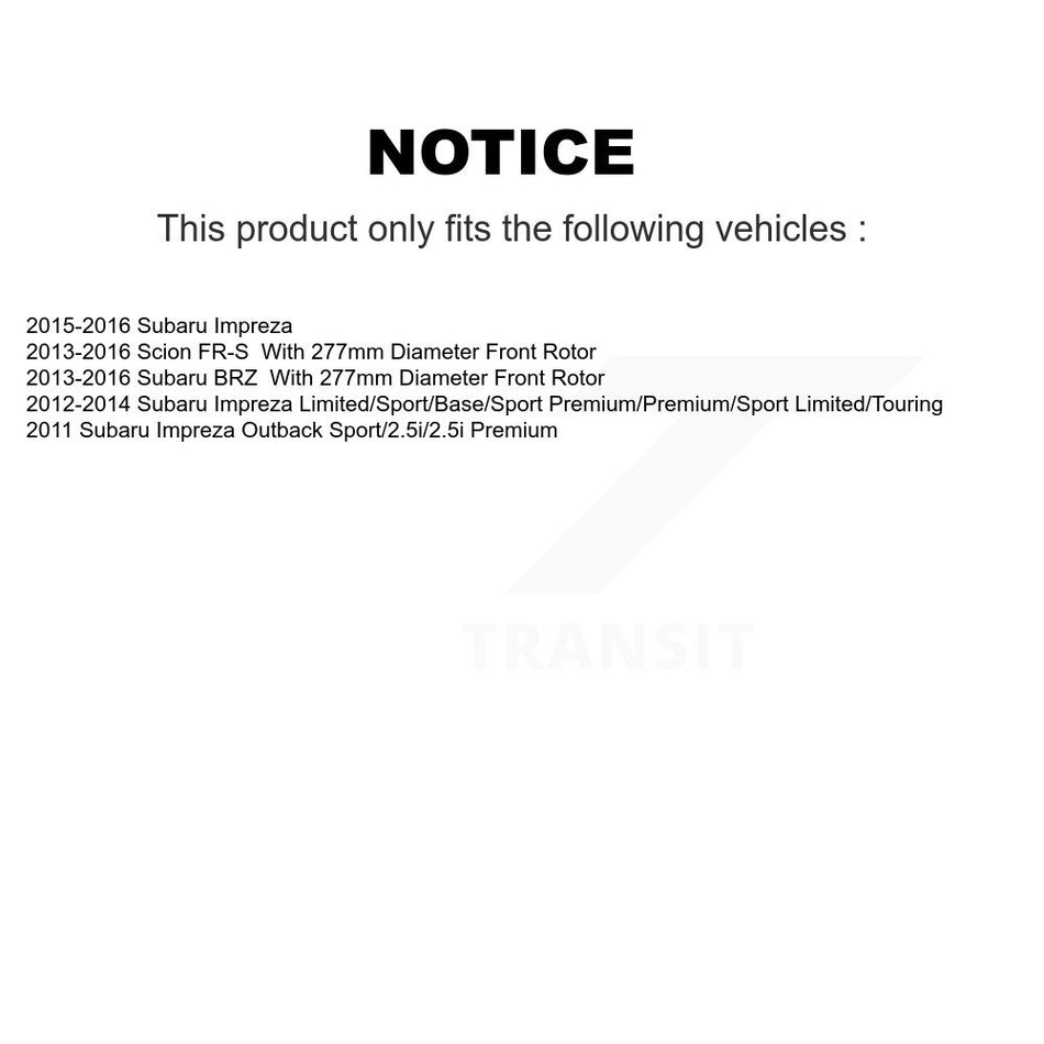 Front Coat Drill Slot Disc Brake Rotors Ceramic Pad Kit For Subaru Impreza Scion FR-S BRZ KDA-100167