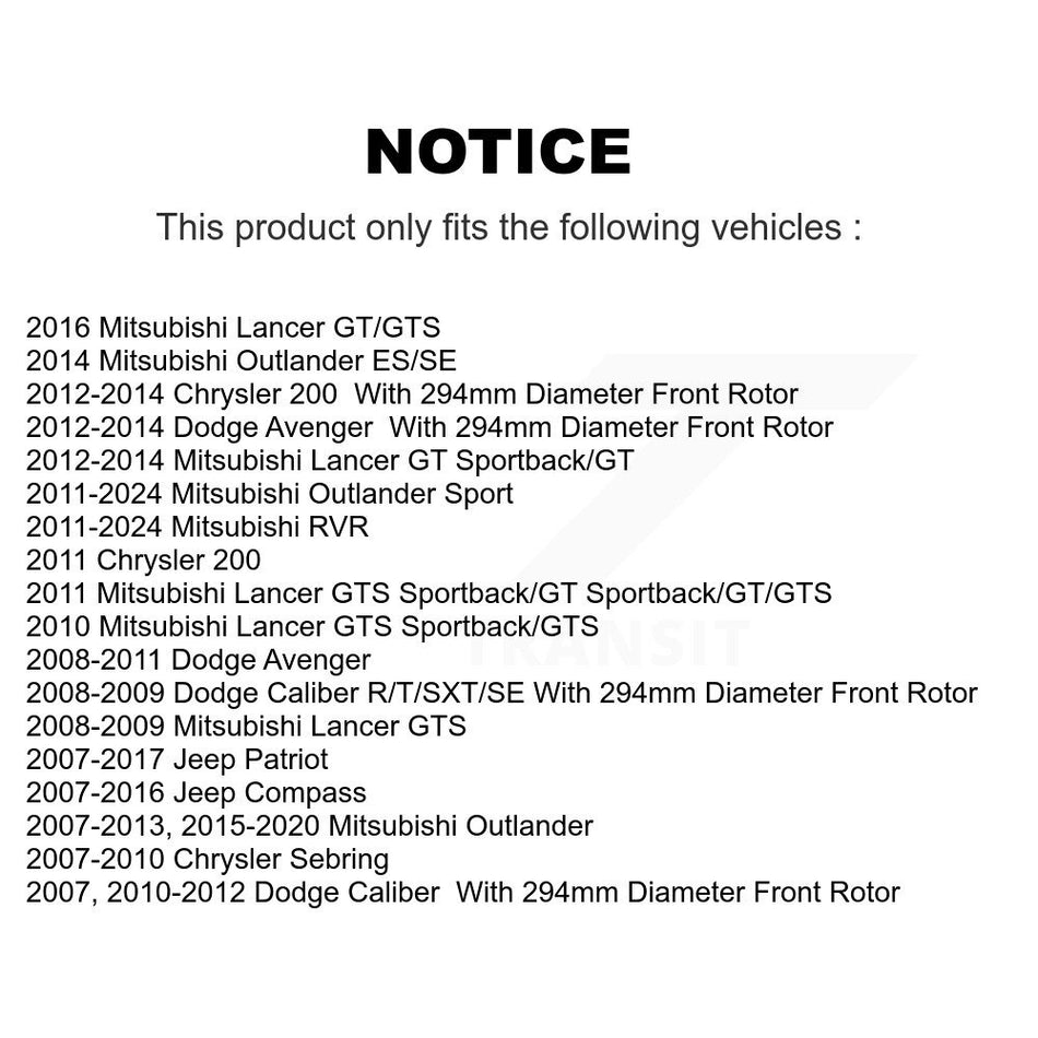 Front Drilled Slot Brake Rotors Ceramic Pad Kit For Mitsubishi Jeep RVR Outlander Patriot KDA-100199