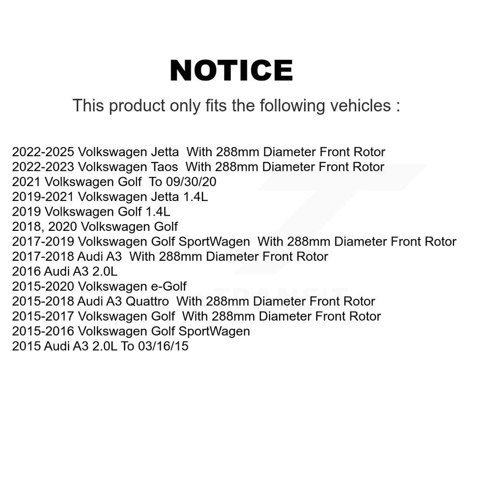 Front Drill Slot Brake Rotor Ceramic Pad Kit For Volkswagen Jetta Golf SportWagen Taos A3 KDA-100279
