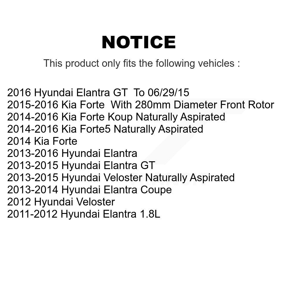Front Drilled Slot Brake Rotors Ceramic Pad Kit For Hyundai Elantra GT Kia Forte Veloster KDA-100283
