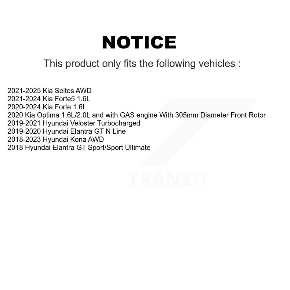 Front Drill Slot Brake Rotor Ceramic Pad Kit For Kia Hyundai Kona Seltos Forte Elantra GT KDA-100296