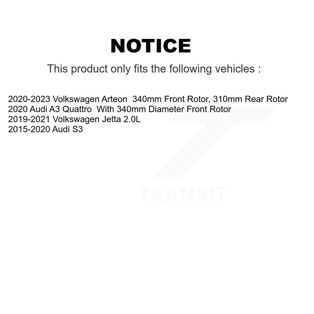 Front Drill Slot Disc Brake Rotor Ceramic Pad Kit For Volkswagen Jetta Audi S3 A3 Quattro KDA-100341