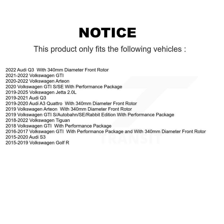Front Drill Slot Brake Rotor Ceramic Pad Kit For Volkswagen Tiguan Jetta Audi Q3 GTI Golf KDA-100529