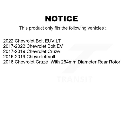 Front Rear Ceramic Pad Drilled Slot Brake Rotors Kit For Chevrolet Cruze Bolt EV Volt EUV KDA-100884