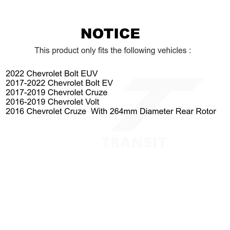 Rear Drilled Slot Disc Brake Rotor & Ceramic Pad Kit For Chevrolet Cruze Bolt EV Volt EUV KDA-101878
