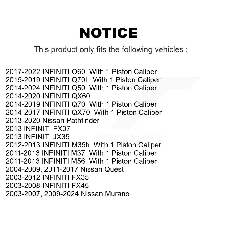 Rear Drilled Slot Brake Rotors Ceramic Pad Kit For Nissan Murano INFINITI Pathfinder QX60 KDA-102159