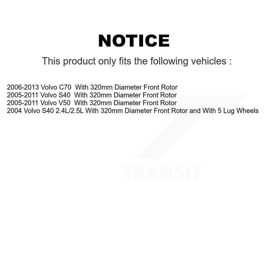 Front Coated Drilled Slotted Disc Brake Rotor Semi-Metallic Pad Kit For Volvo S40 V50 C70 KDA-102377