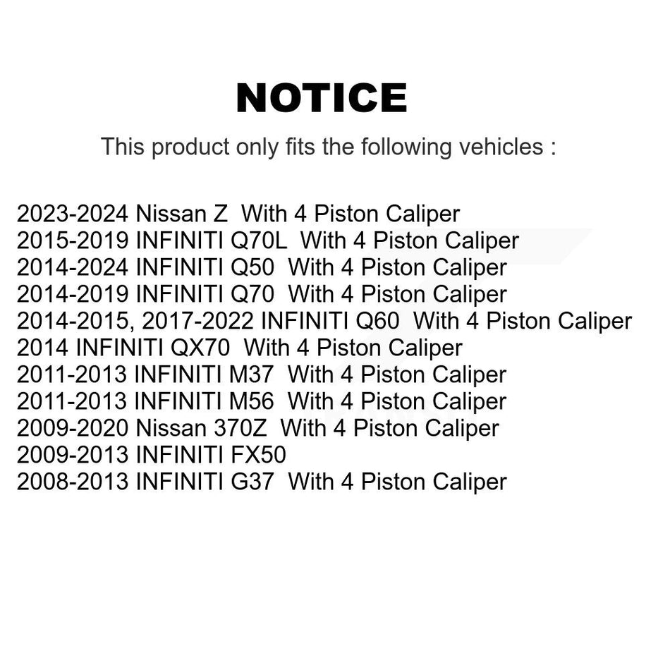 Front Drilled Slot Brake Rotor Ceramic Pad Kit For INFINITI Q50 G37 Nissan 370Z Q60 M37 Z KDA-102779