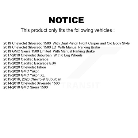 Rear Drill Slot Brake Rotor Ceramic Pad Kit For Chevrolet GMC Silverado 1500 Sierra Tahoe KDA-102905