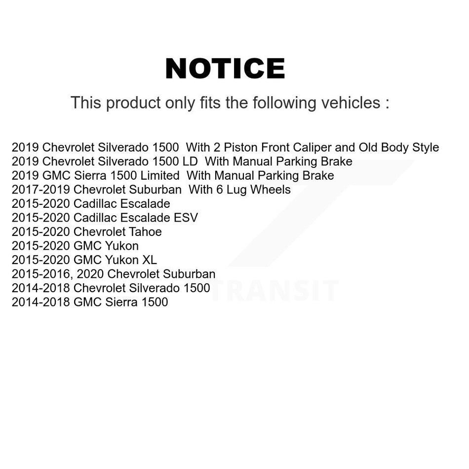 Rear Drill Slot Brake Rotor Ceramic Pad Kit For Chevrolet GMC Silverado 1500 Sierra Tahoe KDA-102905