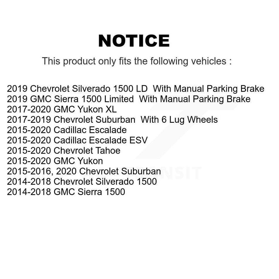 Rear Disc Drilled & Slotted Rotors Ceramic Pads Parking Shoes Kit For GMC Chevrolet 1500 KDA-103288