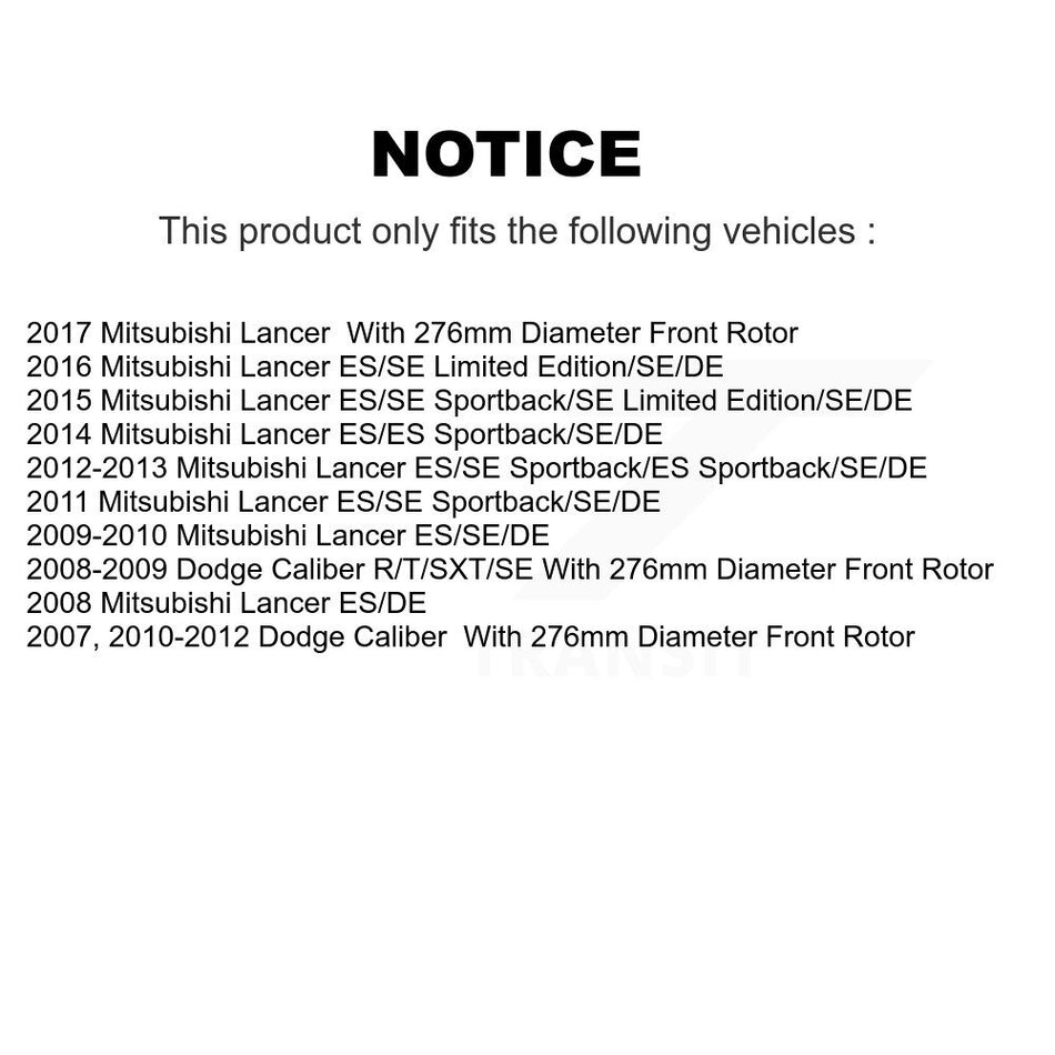 Front Coated Drilled Slotted Disc Brake Rotors And Ceramic Pads Kit For Dodge Caliber Mitsubishi Lancer KDC-100218