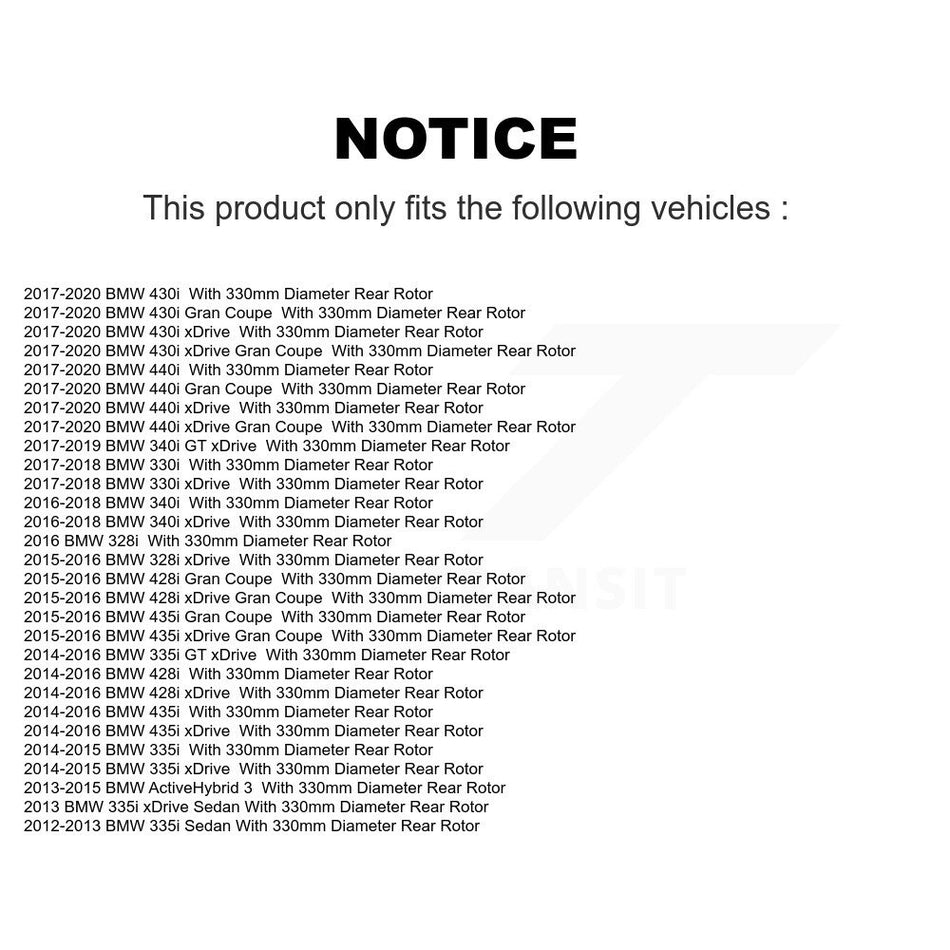 Rear Coated Drilled Slotted Disc Brake Rotors And Ceramic Pads Kit For BMW 330i xDrive 335i 328i 430i Gran Coupe 428i 435i 340i 440i GT ActiveHybrid 3 KDC-100733