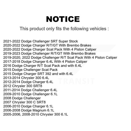 Front Rear Drilled Slot Brake Rotor Ceramic Pad Kit For Dodge Charger Chrysler 300 Magnum KDC-101670