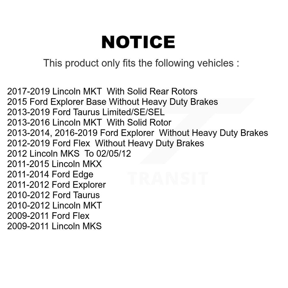 Rear Coated Drilled Slotted Disc Brake Rotors And Semi-Metallic Pads Kit For Ford Explorer Edge Taurus Flex Lincoln MKX MKS MKT KDF-100443