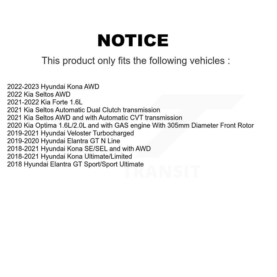 Front Coated Drilled Slotted Disc Brake Rotors And Semi-Metallic Pads Kit For Kia Soul Hyundai Kona Elantra GT Veloster Forte Seltos KDF-100631