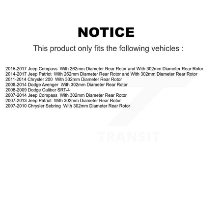 Rear Drill Slot Rotor Semi-Metallic Pad Parking Shoes Kit For Jeep Patriot Chrysler Dodge KDF-101670