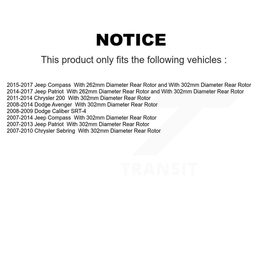 Rear Drill Slot Rotor Semi-Metallic Pad Parking Shoes Kit For Jeep Patriot Chrysler Dodge KDF-101670