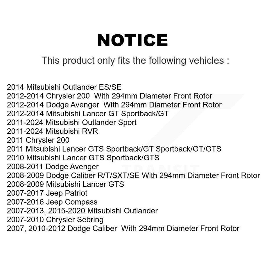 Front Coated Drilled Slotted Disc Brake Rotors Semi-Metallic Pad Kit For Jeep Dodge Patriot Mitsubishi Chrysler Compass Avenger 200 Caliber Outlander Sport Sebring Lancer RVR KDS-100038