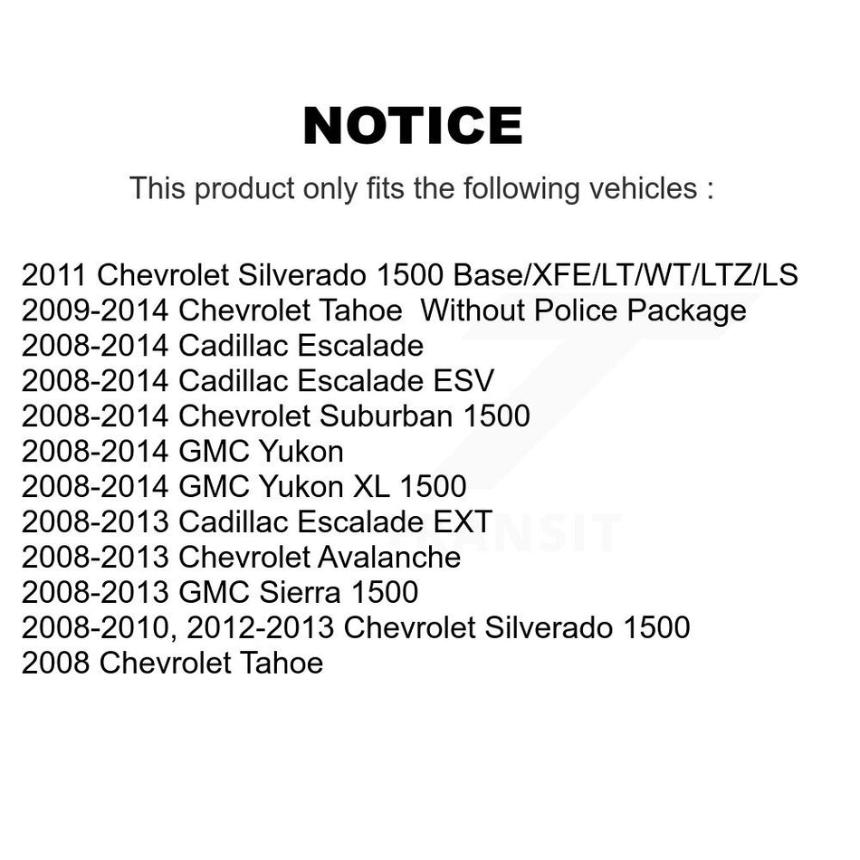 Front Rear Coated Drilled Slotted Disc Brake Rotor & Semi-Metallic Pad Kit For Chevrolet Silverado 1500 GMC Sierra Tahoe Suburban Yukon Cadillac XL Avalanche Escalade ESV EXT KDS-100179