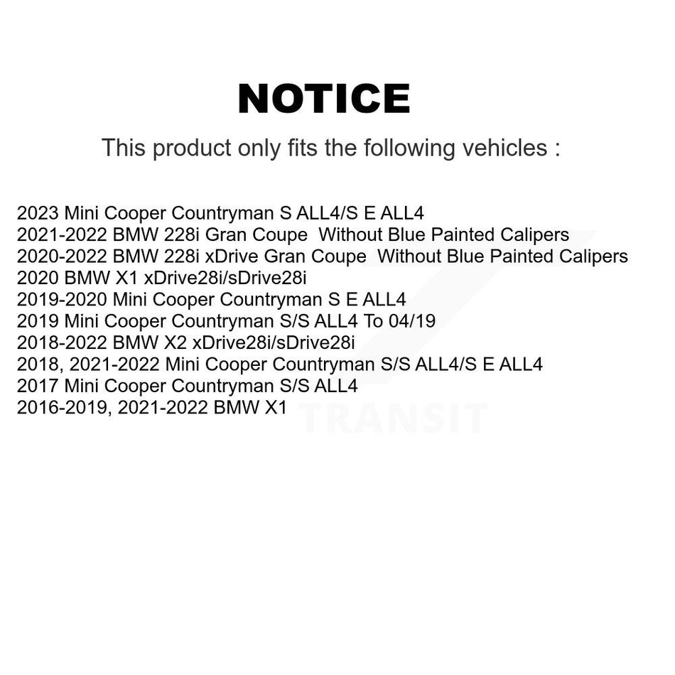 Front Drilled Slot Brake Rotor Semi-Metallic Pad Kit For BMW X1 Mini Cooper Countryman X2 KDS-101029