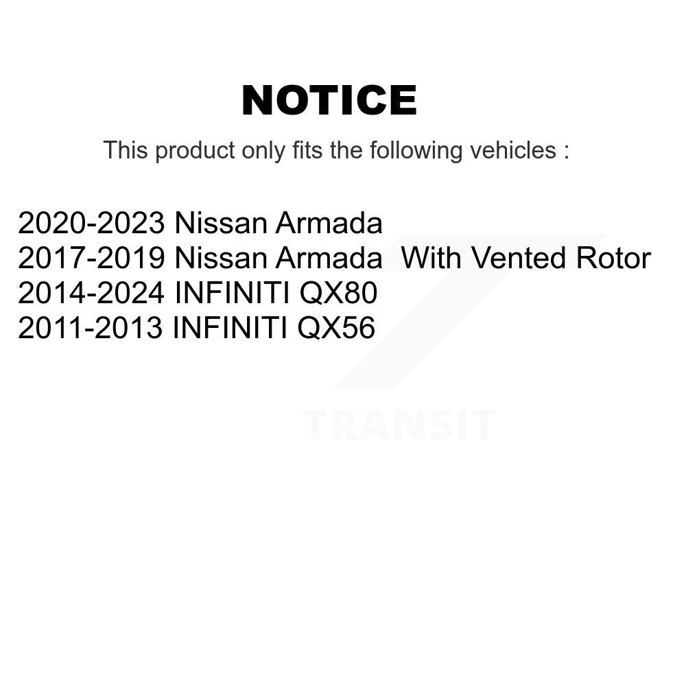 Rear Drilled Slot Brake Rotors Semi-Metallic Pad Kit For INFINITI QX80 Nissan Armada QX56 KDS-101069
