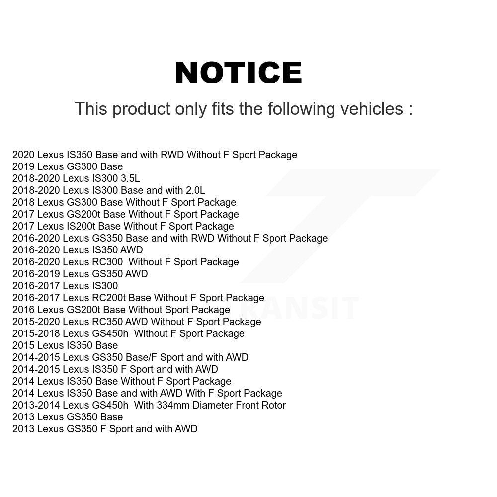 Front Rear Disc Brake Rotor Semi-Metallic Pad Kit (6Pc) For Lexus IS300 IS350 GS350 RC350 KDS-101099