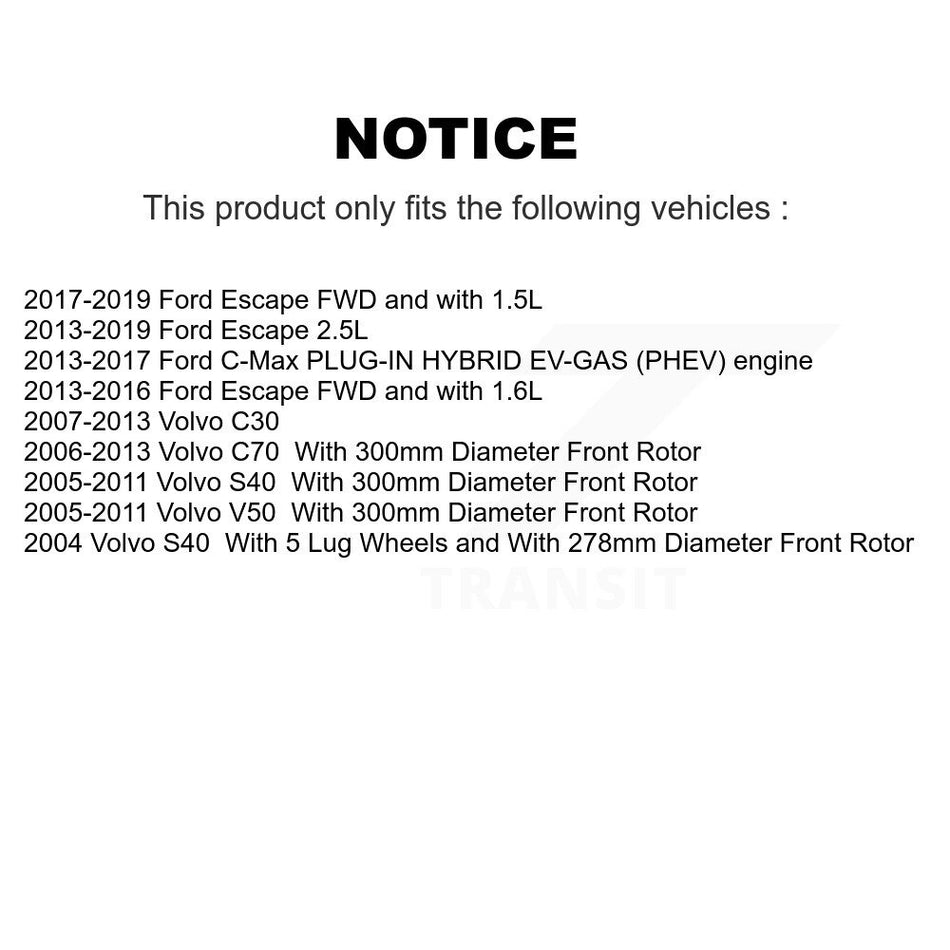 Front Coated Drilled Slotted Disc Brake Rotors And Ceramic Pads Kit For Ford Escape Volvo C-Max S40 C70 C30 V50 KDT-100115