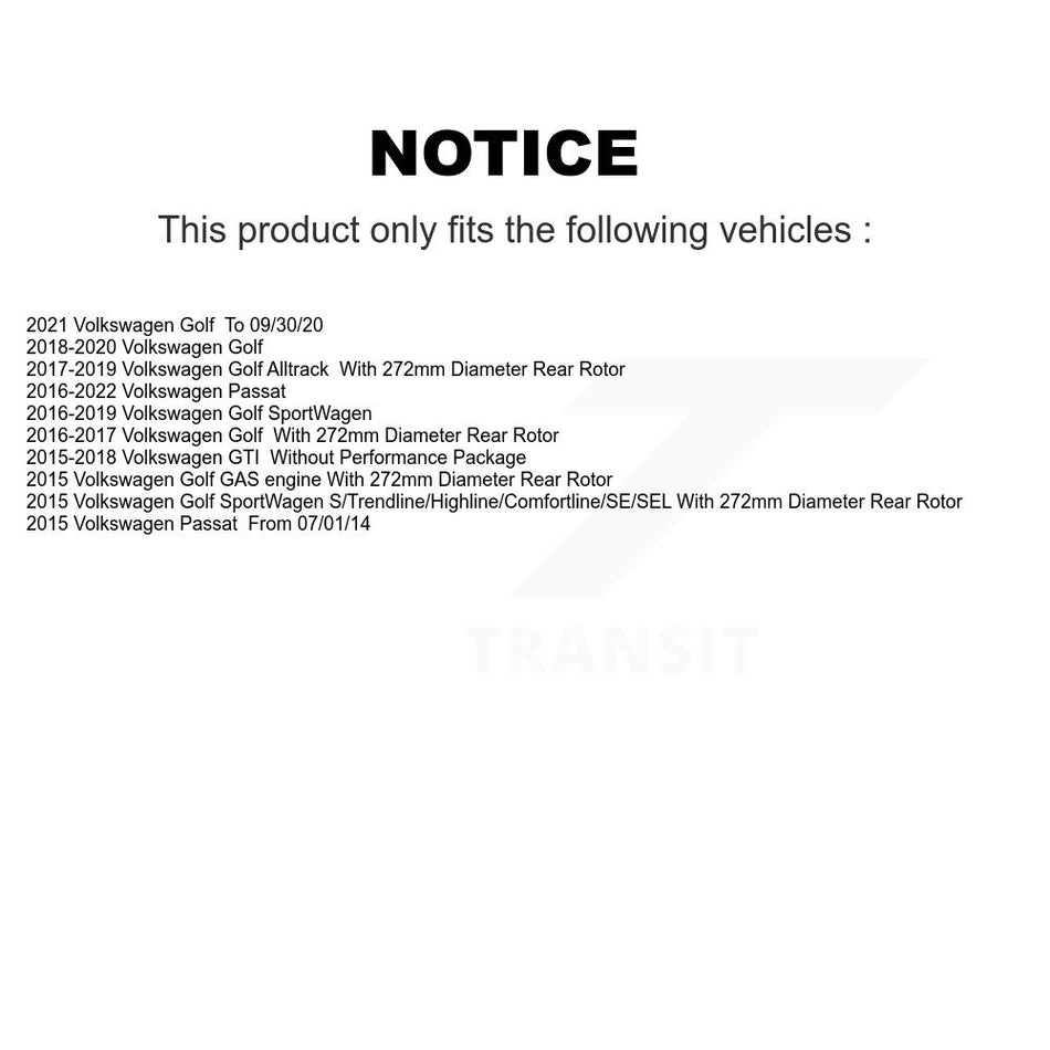 Rear Coated Drilled Slotted Disc Brake Rotors And Ceramic Pads Kit For Volkswagen Passat GTI Golf SportWagen Alltrack KDT-100577