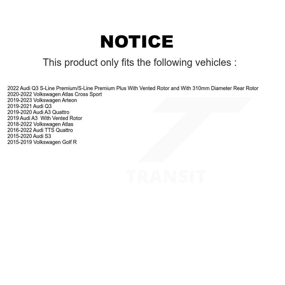 Rear Coated Drilled Slotted Disc Brake Rotors And Ceramic Pads Kit For Volkswagen Atlas Audi Golf R S3 Q3 A3 Arteon TTS Quattro Cross Sport KDT-100702