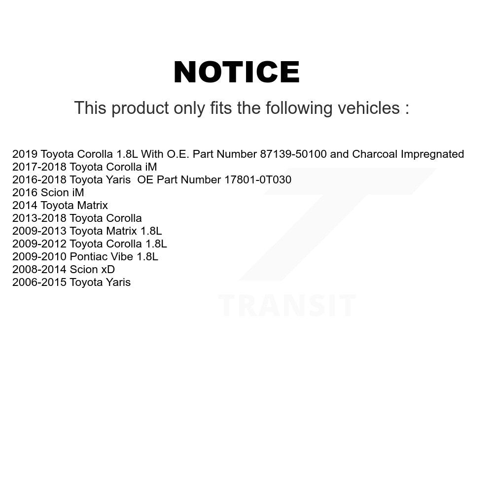 1x Air + 1x Cabin Filter (2 Total) Kit For Toyota Corolla Yaris Matrix Pontiac Vibe iM xD KFL-100101