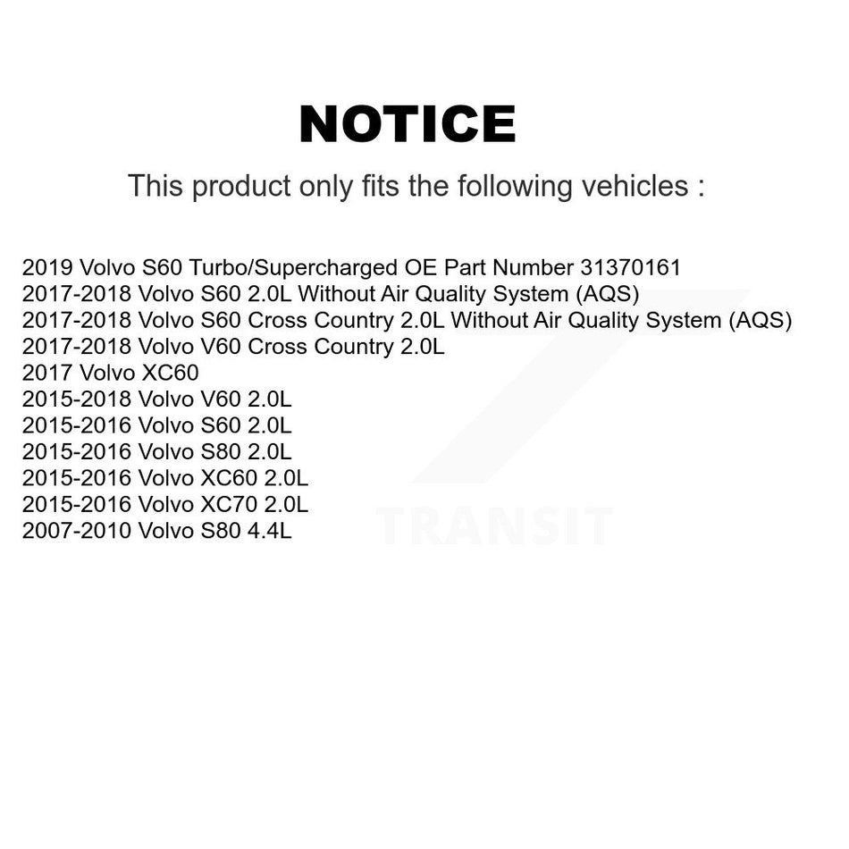 1x Air + 1x Cabin Filter (2 Total) Kit For Volvo XC60 S60 V60 S80 Cross Country XC70 KFL-103089