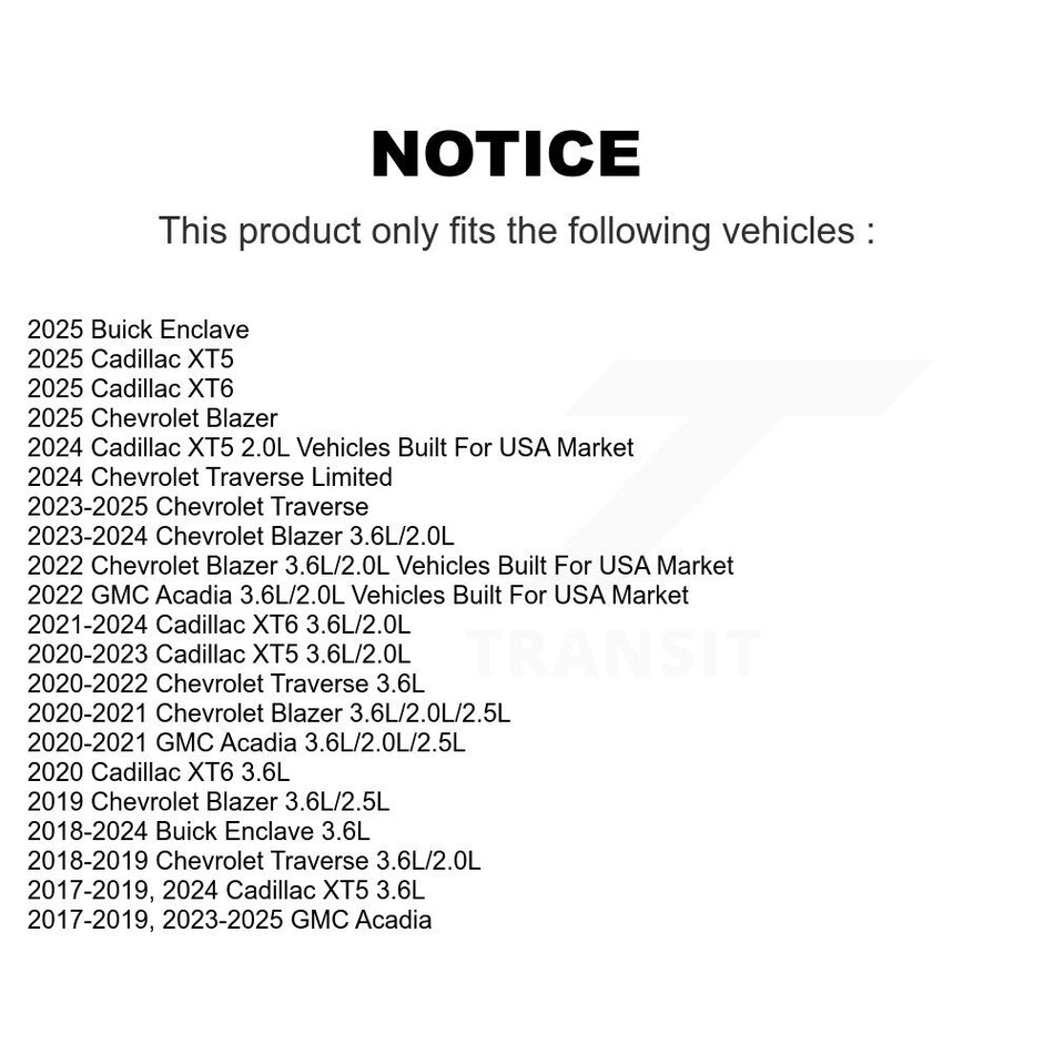 1x Air + 1x Cabin Filter (2 Total) Kit For Chevrolet Cadillac XT5 Traverse GMC Acadia XT6 KFL-103210