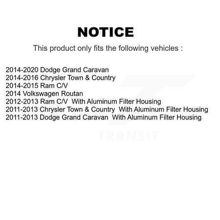 1x Air + 1x Cabin + 1x Engine Cartridge Oil Filter (3 Total) Kit For Dodge Grand Caravan KFM-100450