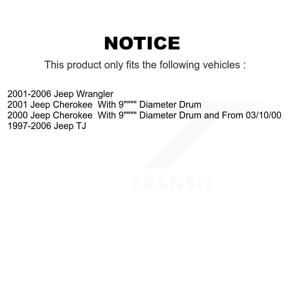 Front Rear Semi-Metallic Brake Pads And Drum Shoes Kit For Jeep Wrangler Cherokee TJ KFN-100075