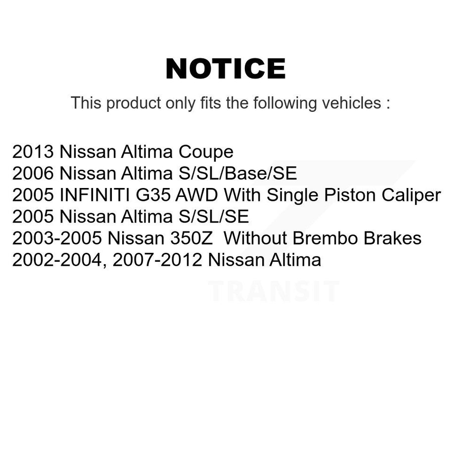 Front Rear Semi-Metallic Brake Pads And Parking Shoes Kit For Nissan Altima Infiniti G35 350Z INFINITI KFN-100503